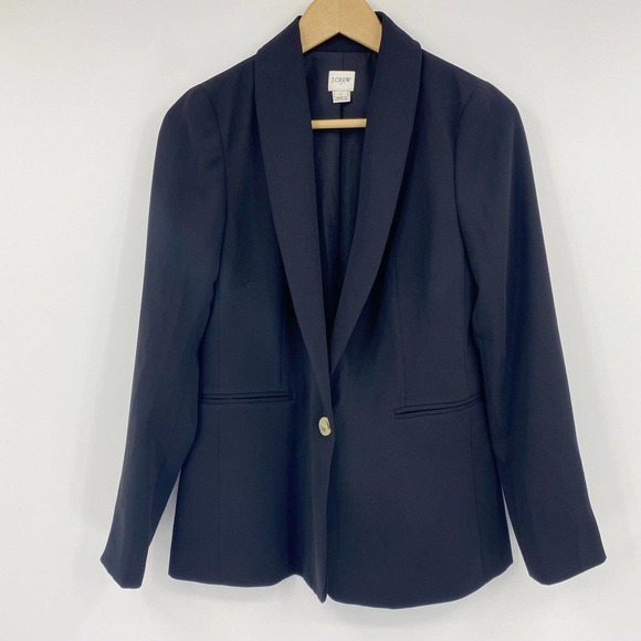 J.Crew Factory One Button Classic Blazer Polyester Black Sz 2 - Picture 1 of 5